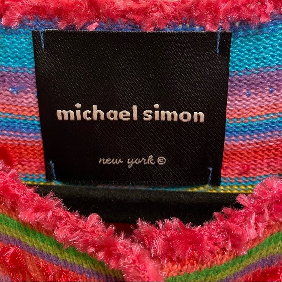 Michael Simon Multicolor Pinata Party Short Sleeve Cardigan Size M - Picture 6 of 8